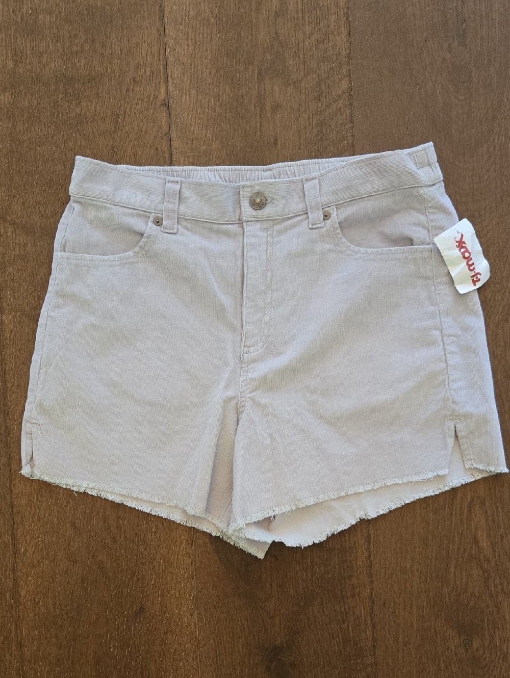 aerie Light Grey Corduroy High-Rise Shorts